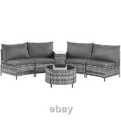 Merax 6 Pcs Outdoor Garden Rattan Sofa Set Patio Furniture Set with Round Table