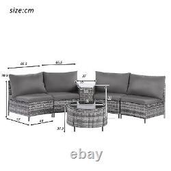 Merax 6 Pcs Outdoor Garden Rattan Sofa Set Patio Furniture Set with Round Table