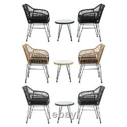 Metal Rattan Garden Bistro Outdoor Dining Table & 2 Chairs Patio Furniture Set