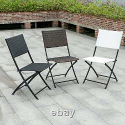 Metal Rattan Garden Bistro Outdoor Dining Table & 2 Chairs Patio Furniture Set