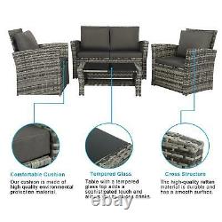 Modern Rattan Garden Furniture Sofa Set Lounger 4 Seater Outdoor Patio Furniture