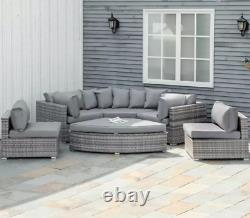 Modular Rattan Garden Furniture Set with Removable Cushions Matching Footstool