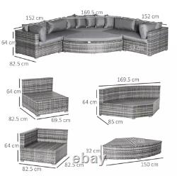 Modular Rattan Garden Furniture Set with Removable Cushions Matching Footstool