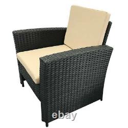 NEW 4 PCS Rattan Garden Furniture Set Patio Outdoor Table Chairs Sofa Black UK