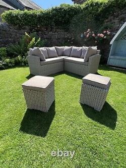 NEW Alexander Rose rattan garden outdoor furniture corner set & Firepit Table