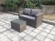 New Twin Table Rattan Wicker Conservatory Outdoor Garden Furniture Set Grey