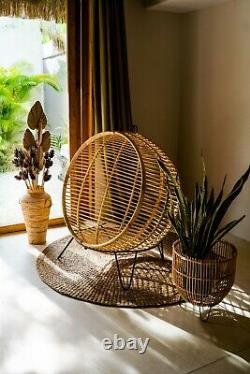 Natural Rattan Hanging Chair Freestanding Egg Swing Outdoor Indoor Patio Garden