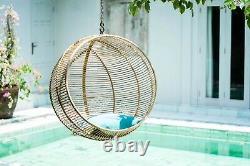 Natural Rattan Hanging Chair Freestanding Egg Swing Outdoor Indoor Patio Garden