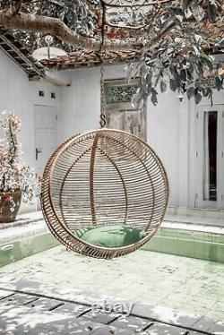 Natural Rattan Hanging Chair Freestanding Egg Swing Outdoor Indoor Patio Garden