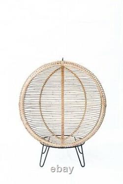 Natural Rattan Hanging Chair Freestanding Egg Swing Outdoor Indoor Patio Garden