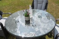 Natural Rattan Round Table And 4 Chairs Set Cushioned Garden Furniture RRP £990