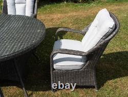 Natural Rattan Round Table And 4 Chairs Set Cushioned Garden Furniture RRP £990