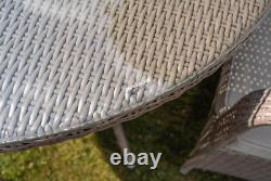 Natural Rattan Round Table And 4 Chairs Set Cushioned Garden Furniture RRP £990