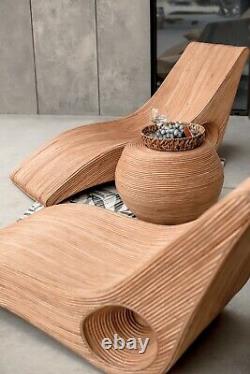 Natural Rattan Sun Lounger Chair Outdoor Day Bed Patio Garden Terrace Furniture