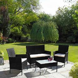 Neo 4 Piece Rattan Garden Furniture Sofa Set Chair Coffee Table Patio Outdoor