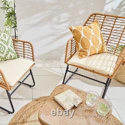 Neo Garden Furniture Patio Wicker Bamboo Style Cane Chair Table Bistro Set 3 PC