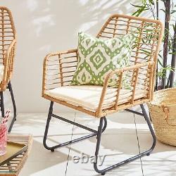 Neo Garden Furniture Patio Wicker Bamboo Style Cane Chair Table Bistro Set 3 PC