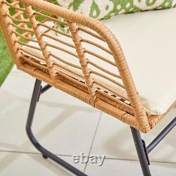 Neo Garden Furniture Patio Wicker Bamboo Style Cane Chair Table Bistro Set 3 PC