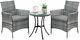 New 3pc Rattan Furniture Bistro Set Garden Chair Table Patio Outdoor Wicker
