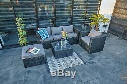 New Rattan Garden Furniture 5 Seater Sofa Set Patio Conservatory + rain cover