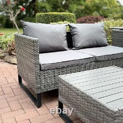 New Rattan Garden Furniture Corner Sofa Outdoor Set Black&grey Storage Box 2024