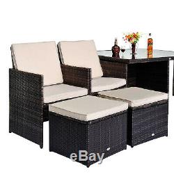 New Rattan Garden Furniture Outdoor Home Cube Weave Wicker Dining Set 9pc