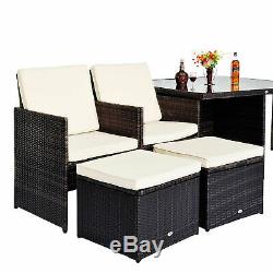 New Rattan Garden Furniture Outdoor Home Cube Weave Wicker Dining Set 9pc