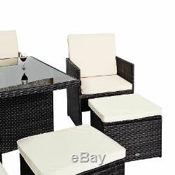 New Rattan Garden Furniture Outdoor Home Cube Weave Wicker Dining Set 9pc