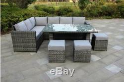 New Rattan Garden Furniture Set 9 Seater Corner Sofa Set Patio Conservatory Grey