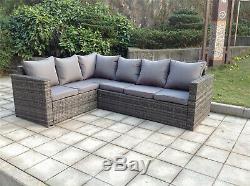 New Rattan Garden Furniture Set 9 Seater Corner Sofa Set Patio Conservatory Grey