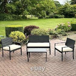 New Rattan Garden Furniture Set Patio outdoor Summer 4 Piece- Sofa Chairs Table