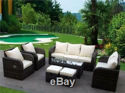New Rattan Garden Wicker Outdoor Conservatory Corner Sofa Furniture Set Recliner