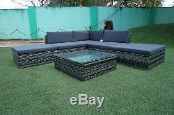 New Rattan Outdoor Garden Furniture Patio Corner Sofa Set 6 pcs Wicker Units