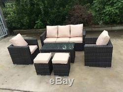New Rattan Wicker Conservatory Outdoor Garden Furniture Set Corner Sofa Table