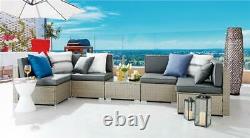 ORLANDO Brown Grey Rattan Modular Outdoor Furniture Garden Sofa Table Dining Set