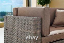 ORLANDO Brown Grey Rattan Modular Outdoor Furniture Garden Sofa Table Dining Set