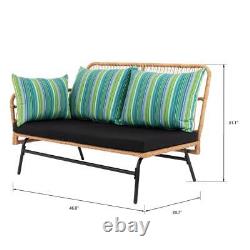 OUTVITA Outdoor Rattan Furniture Bistro Set Garden Patio Wicker Table Sofa Set