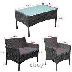 Oly Rattan Garden Furniture Set 4 Piece Chairs Sofa Table Cushion Balcony UK #