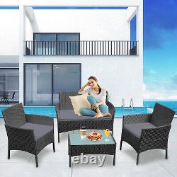 Oly Rattan Garden Furniture Set 4 Piece Chairs Sofa Table Cushion Balcony UK #