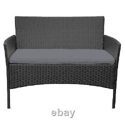 Oly Rattan Garden Furniture Set 4 Piece Chairs Sofa Table Cushion Balcony UK #