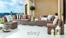 Orlando Brown Grey Rattan Modular Outdoor Furniture Garden Sofa Set