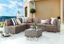 Orlando Brown Grey Rattan Modular Outdoor Furniture Garden Sofa Set