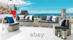 Orlando Brown Grey Rattan Modular Outdoor Furniture Garden Sofa Set