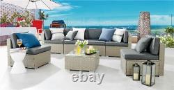 Orlando Brown Grey Rattan Modular Outdoor Furniture Garden Sofa Set