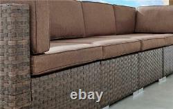 Orlando Brown Grey Rattan Modular Outdoor Furniture Garden Sofa Set