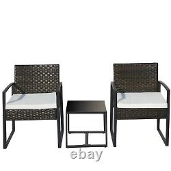 Outdoor 3 Pieces Rattan Patio Garden Furniture Set Sofa Chair Dining Table Set