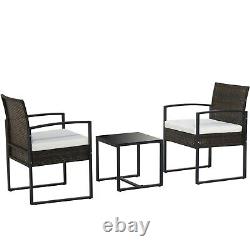 Outdoor 3 Pieces Rattan Patio Garden Furniture Set Sofa Chair Dining Table Set