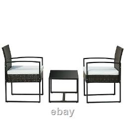 Outdoor 3 Pieces Rattan Patio Garden Furniture Set Sofa Chair Dining Table Set