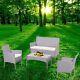 Outdoor 4 Piece Rattan Garden Furniture Set Grey Chairs Table Sofa Conservatory