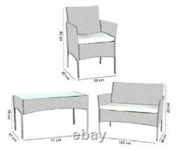 Outdoor 4 Piece Rattan Garden Furniture Set Grey Chairs Table Sofa Conservatory